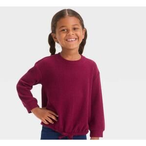 Cat & Jack burgundy waffle top/black pants Size 3T